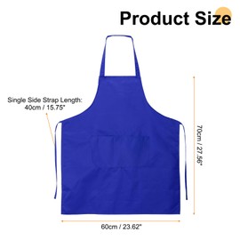 sourcing map 4pcs Bib Apron 70x60cm Unisex Restaurant Kitchen Cooking Aprons Non-Adjustable Machine Washable Chef Aprons with 2 Pockets for Cooking BBQ Painting Drawing Craft, Sapphire Blue
