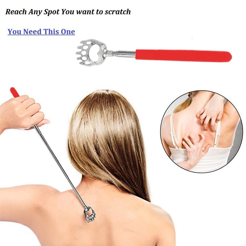 SQULIGT 2PCS Back Scratchers, Bear Claw Shaped Extendable Metal Retractable