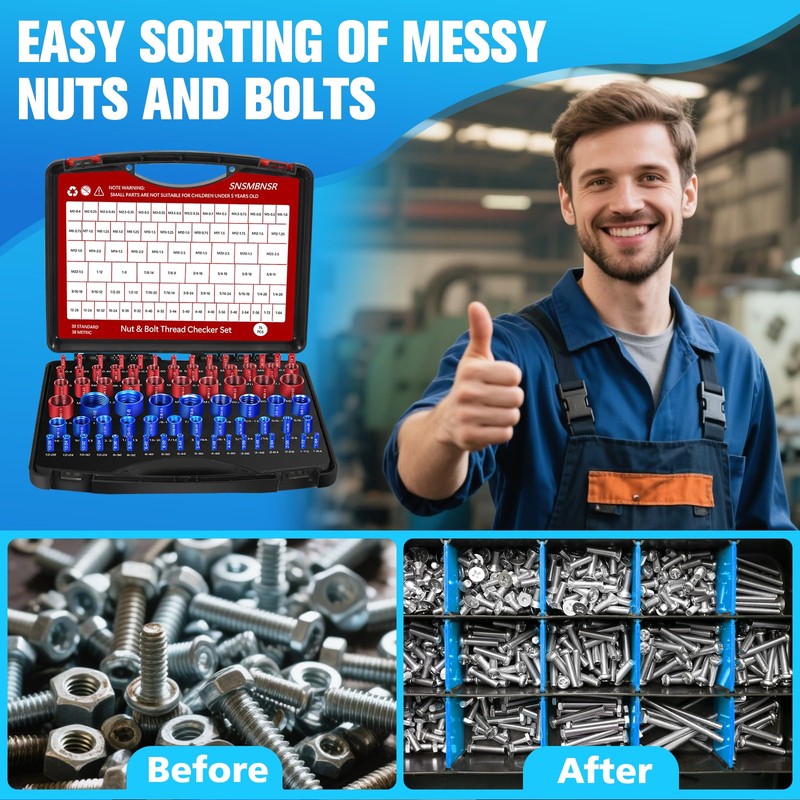 76Pcs Thread Checker, Nut and Bolt Thread Checker 38 Standard