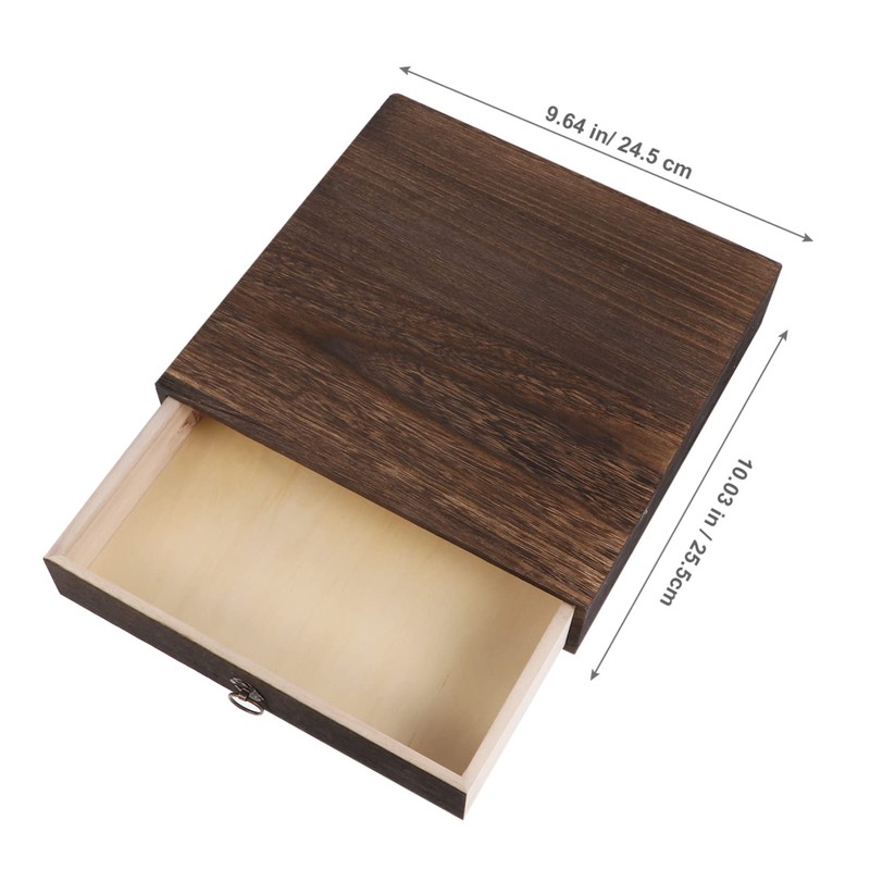 TEHAUX 1pc Retro Wooden Desktop Drawer Organizer Solid Wood Storage