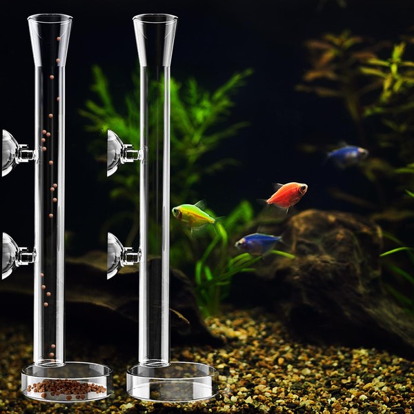 8 Pcs Shrimp Feeding Dish and Tube,Acrylic Transparent Fish Feeder