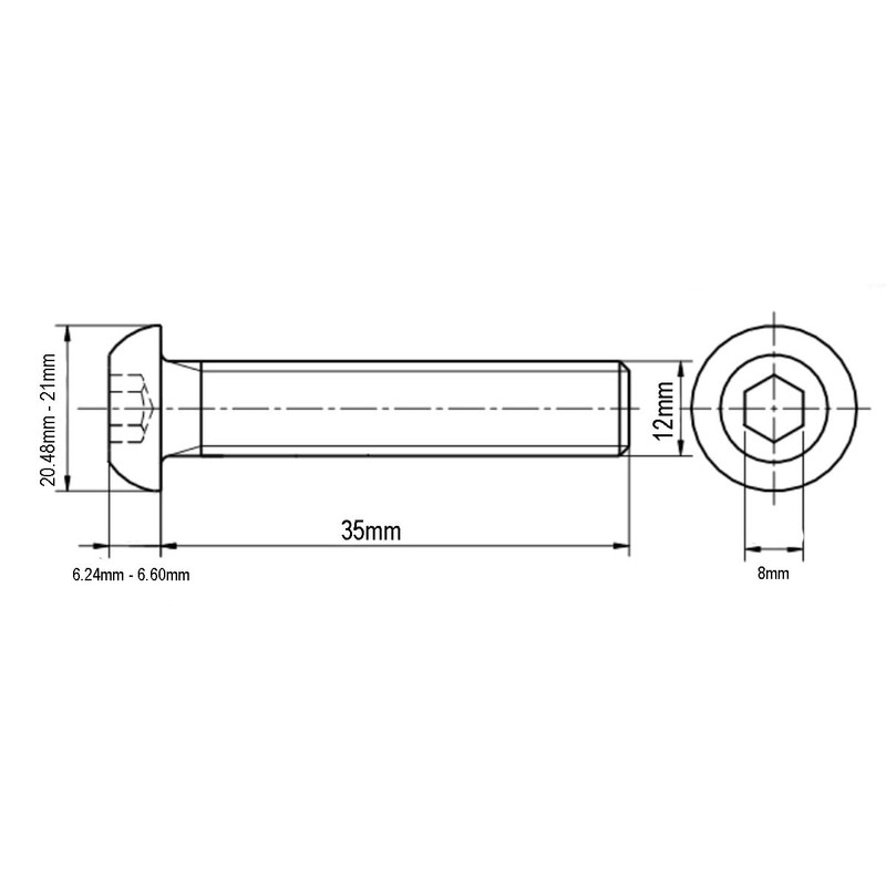M12 (12mm x 35mm) Button Head Screws Allen Socket Bolts