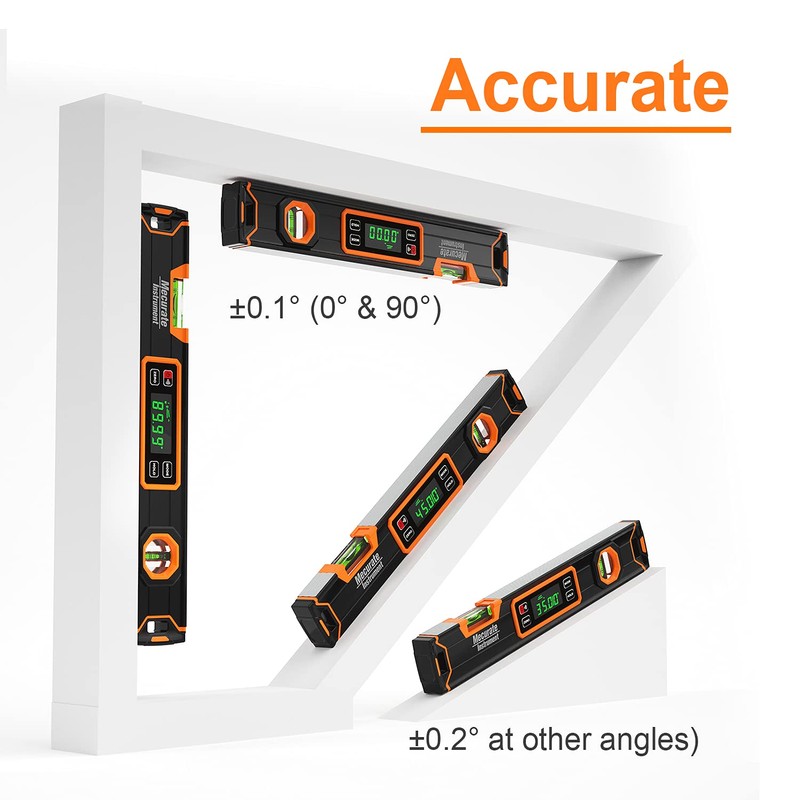 Mecurate Digital Level 15.7'' with LCD Display, 360° Angle Magnetic