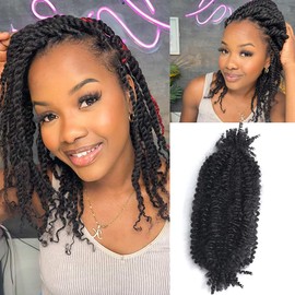 Afro Kinky Curly Braiding Hair for Dreadlocks, Loc Repair, Twists, Dreadlock Human Hair Bulk Pre-Separated Spring Afro Twist Human Hair Extensions 22Inch 100g