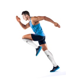 BLACKROX Compression Stockings Sports Astropreform Compression Socks Comparison Winner Sports Compression Socks Running Socks Football Women Men Long Compression Socks, White