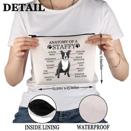 PYOUL Staffordshire Bull Terrier Lover Gift Anatomy of A Staffy Makeup Bag Staffy Owner Cosmetic Bag Staffie Mama Gift Dog Lover Dog Mom Gift (Anatomy of A Staffy B)