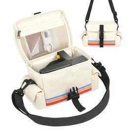 Portable Camera Carrying Case Compatible with Polaroid Now 2nd/3rd Gen I-Type/ Now/Now+/ Onestep 2 VF/ OneStep+, Instant Film Camera Crossbody Bag with Mesh Pockets for Accessories(Case Only) (Beige)