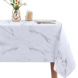 WenYa PVC Tablecloth Wipe Clean Table Cloth Wipeable Plastic Tablecloths, Rectangular Waterproof Table Cover Protector for Picnic Party Outdoor Indoor - Marble, 71x54in/180x137cm