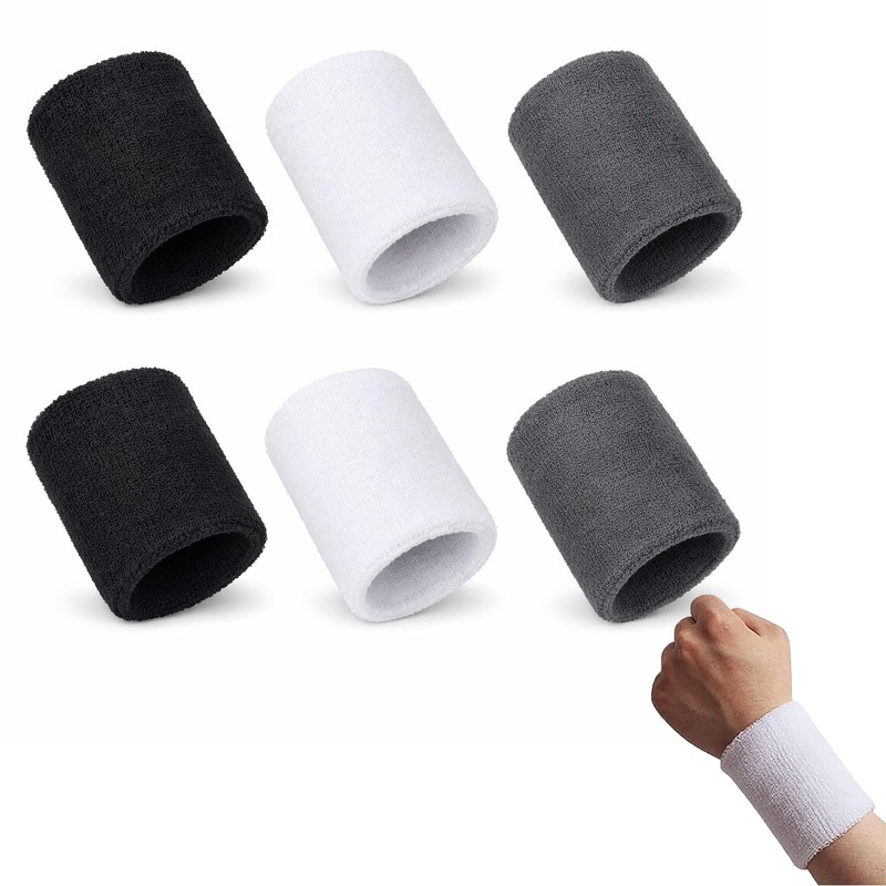 Muñequeras de Sudor – 6 Piezas Deportivas Elásticas de Algodón