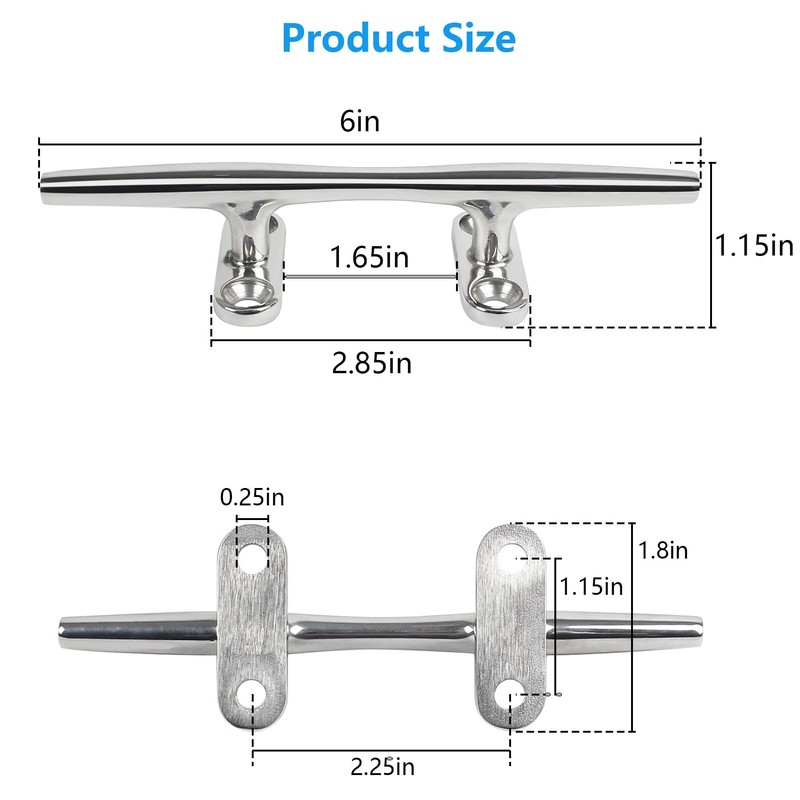 BALAVA 316 Stainless Steel Boat Cleats 6 inch,Boat Dock Cleats,Boat