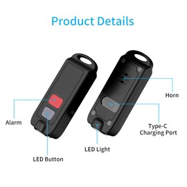 eMylo 130dB Persönlicher Sicherheitsalarm, Wiederaufladbarer Selbstverteidigungsalarm Schlüsselbund Notfall-LED-Taschenlampe für Frauen, ältere Menschen, Kinder (2er Pack)