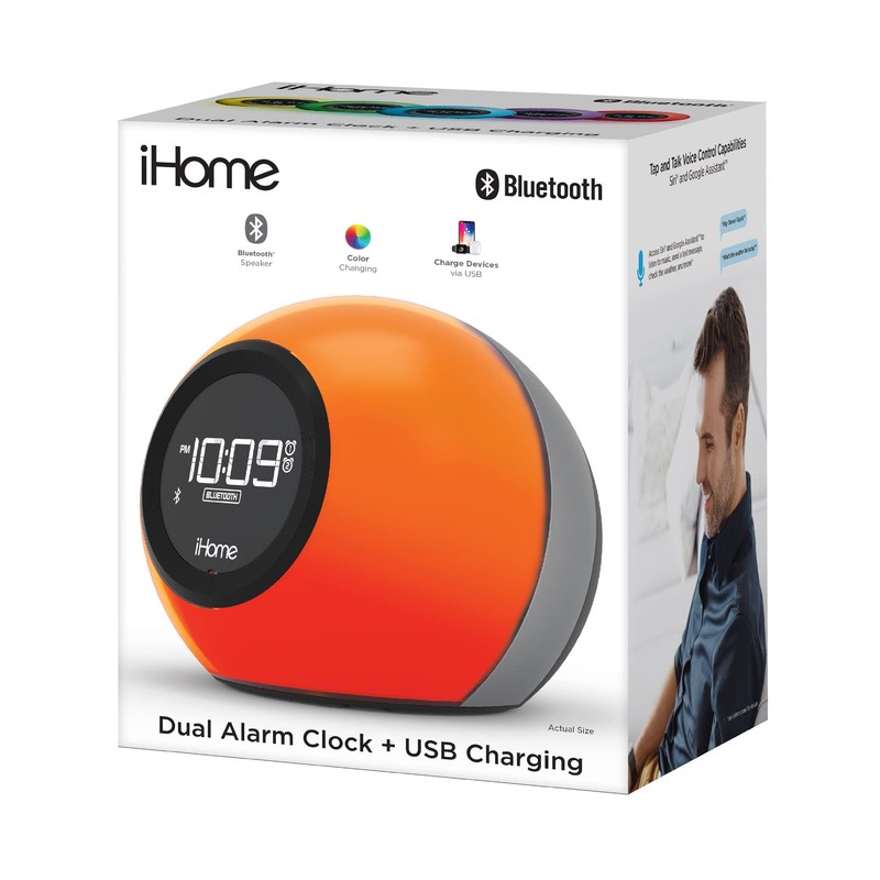 iHome Alarm Clock Radio with Bluetooth Speaker and Color Changing