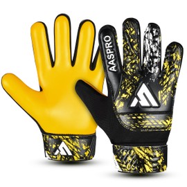 AASPRO CORE Soccer FOOTALL Goalie Goalkeeper Gloves for Kids,Youth Boys Junior Childrens with Double Wrist Protection with Super 3+2 MM Strong Anti Slip Grip