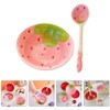 Hemoton Ceramic Salad Bowl with Spoon Strawberry Fruit Shape Ice