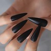 Black Extra Long Stiletto False Nails Matte Full Cover Solid