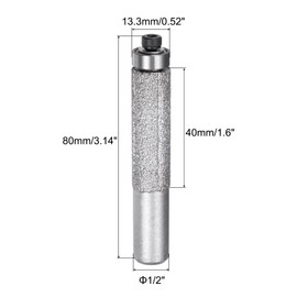 sourcing map 3 Pcs Diamond Profile Straight Router Bit 13.3mm Dia 1/2" Shank 46 Grit Wet Dry Use Brazed Cylinder Profile Wheel with Bearing for Marble Quartz Stone Tile Edge Cutting