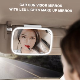 Car Sun Visor Mirror with LED Lights Makeup Sun-shading Cosmetic Mirror Vanity Mirror Clip on Automobile Touch Screen Make Up Mirror