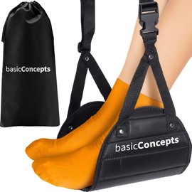 BASIC CONCEPTS Airplane Foot Hammock (Memory Foam), Perfect Airplane Footrest to Relax Your ...