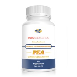 Pure Nootropics - Palmitoylethanolamida (guisante micronizado) 400 mg cápsulas  90 cápsulas vegetales paquete económico  Apoya el alivio de molestias 