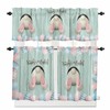 Easter Bunny Curtain Valance and Tier Set, Teal Wood Rod