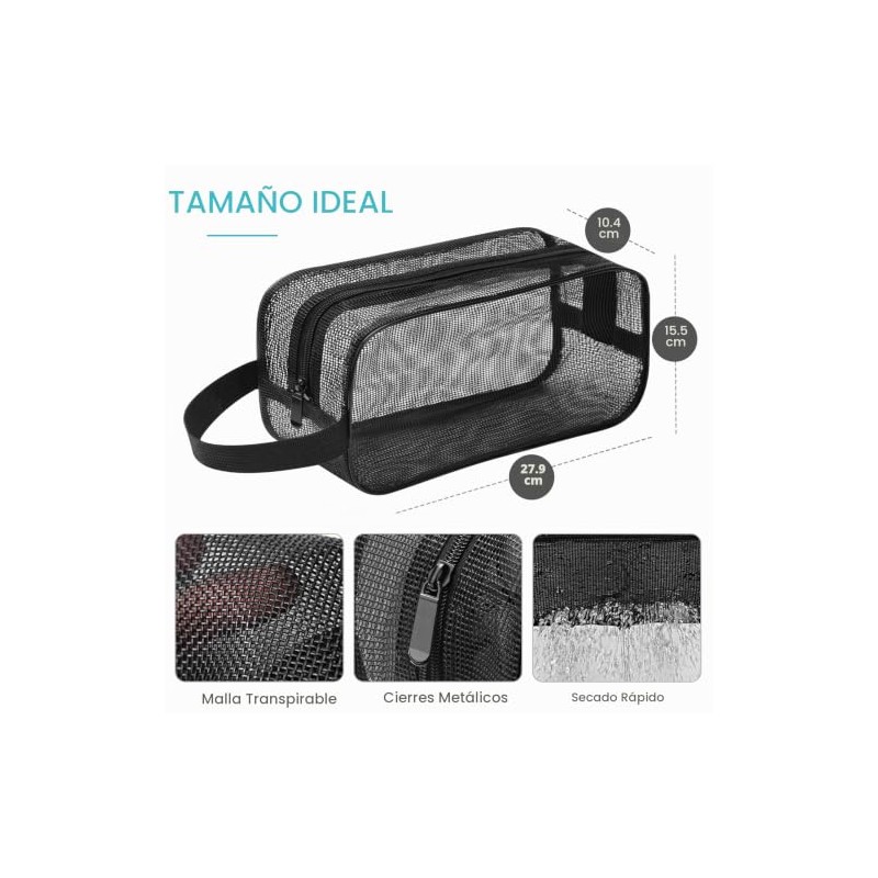 Bolsa de malla portátil para artículos de aseo personal, para