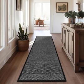 GOYLSER Kitchen Rugs Non Slip Washable Non Skid, Absorbent Hallway Carpet Black Bathroom Rug, Natural Jute Bath 2x12 Runner Rug Non Slip