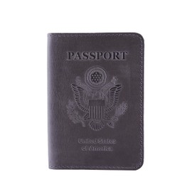 INCARNE Genuine Leather US Passport Protector - Passport Wallet - Passport Cover with Card Slots & Note Compartment, Vintage Gray