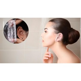200 Pack Shower, Bathing,Ear Covers Clear Disposable Ear Protectors Waterproof Ear Covers for Hair Dye,Waterproof Plastic Ear Shower Caps