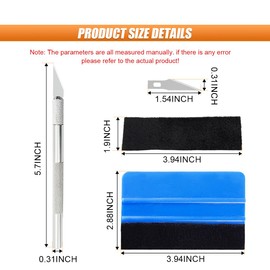Car Window Film Tinting Tools, Vinyl Wrap Kit with Felt Squeegee & Craft Knife, Wallpaper Smoothing Tool Car Window Tint Set, Window Film Installation Wrap Tools, DIY Applicator