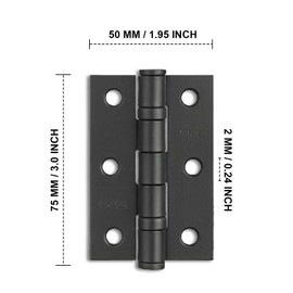 Primes DIY 4-Inch Black Ball Bearing Hinges – Heavy-Duty Steel Door Hinges for Wooden Doors, Smooth & Silent Operation, Rust-Resistant, Durable Hardware for Interior & Exterior - 4 Hinges (2 Pairs)