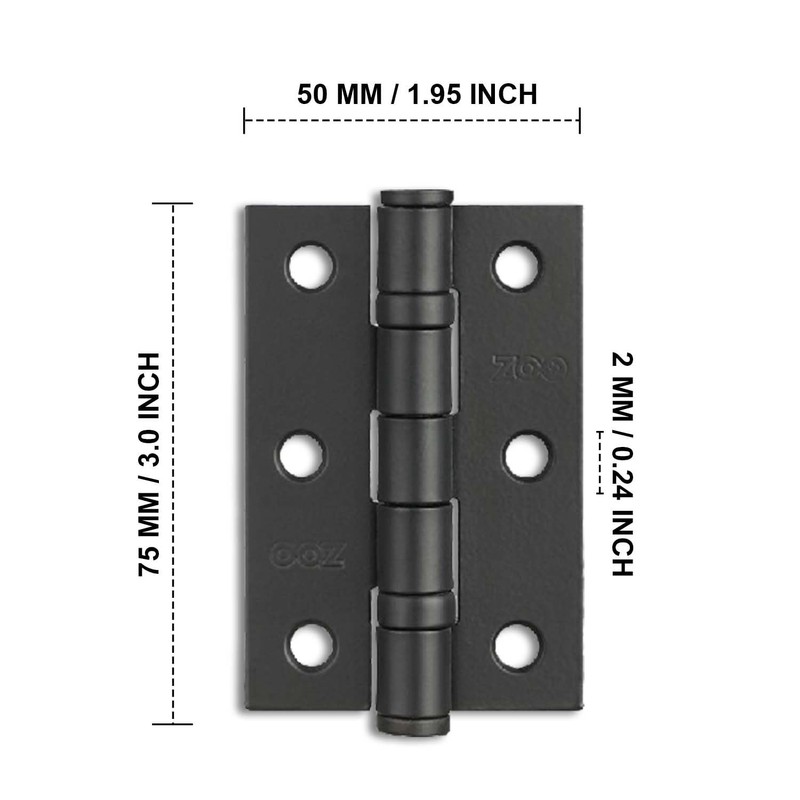 Primes DIY 4-Inch Black Ball Bearing Hinges – Heavy-Duty Steel