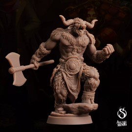 Arcane Minis Minotaur Barbarian Pose 2 - Axe | Arcane Minis | D&D Miniature