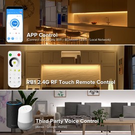 BTF-LIGHTING SP530E WiFi Alexa Bluetooth Controller 4 Zones 2.4GHz Dimming RF RB1 Remote Kit Support FCOB COB SMD PWM or SPI Single Color LED Strip WS2811 IC etc DC5V DC12V DC24V