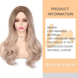 Brown&Ash Blonde : Lady Miranda Ombre Wig Brown to Ash Blonde High Density Heat Resistant Synthetic Hair Weave Full Wigs for Women(Brown&Ash Blonde)