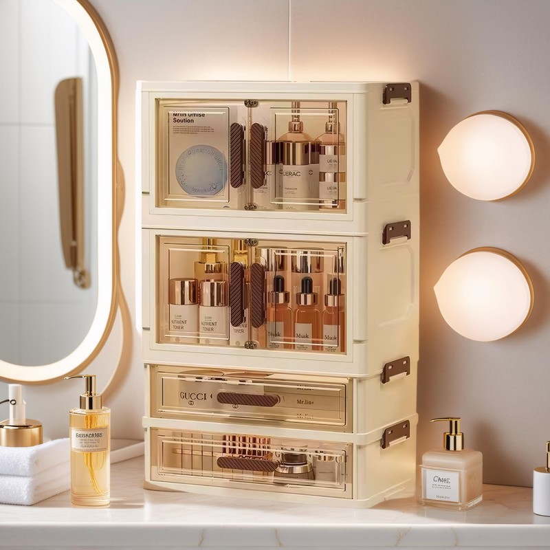 LiliGloris Makeup Organizer with Drawers & Compartments, Modular Stackable Cosmetic