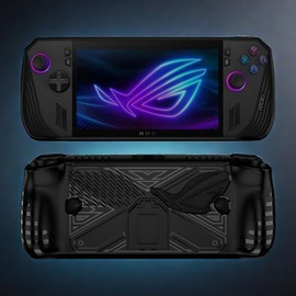 GIOPUEY Case Compatible with ASUS ROG Ally X 2024 - with Stand - Transparent PC Cover & Soft TPU Frame - Airbag Drop Protection - Black