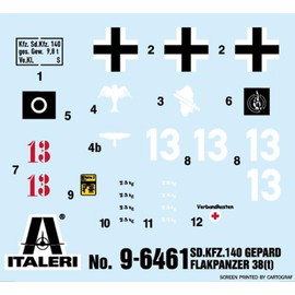 Italeri 96461 1:35 German Sd.Kfz.140 Flakpanzer 38 Gepard Model Building Kit, Stand Model Building, Crafts, Hobby, Gluing, Plastic Kit, 1:35, Tank Construction Kit