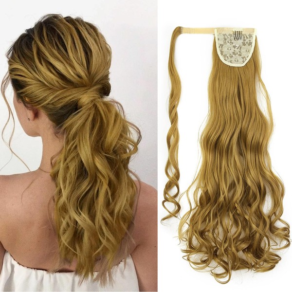 Gairyan 60cm Pferdeschwanz Haarteil Zopf Extensions Ponytail Extension Lang Gewellt