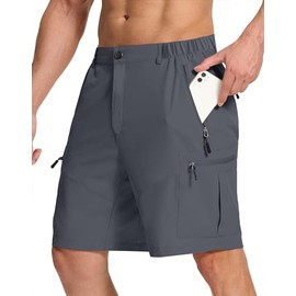 SERAMY Pantalones cortos tipo cargo de senderismo para hombre con 6 bolsillos con cremallera, 9 pulgadas, de secado rápido, ligeros, cort...