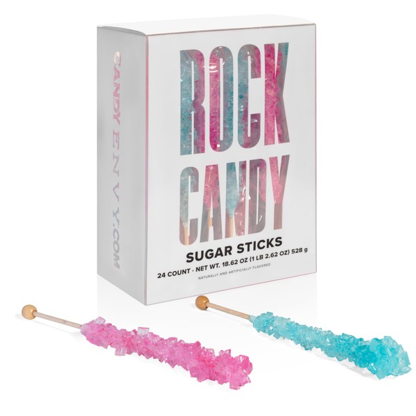 Light Blue and Light Pink Rock Candy Sugar Sticks -