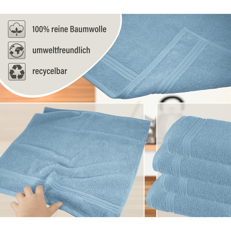 Lashuma Linz Kitchen Towels, Doves, Blue, Set of 4, Terry