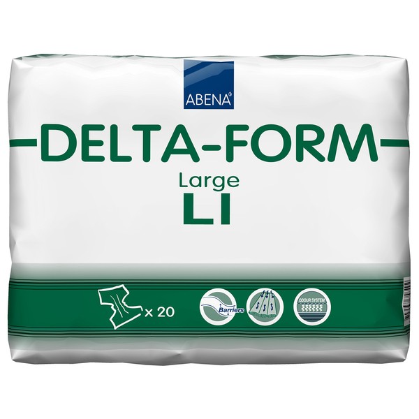 Abena Delta-Form Adult Incontinence Briefs, Level 1, (Small To Large Sizes) Large, 20 Count