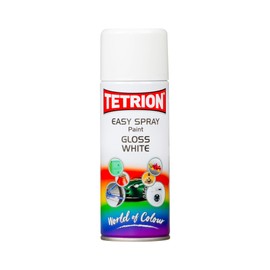 Tetrion Easy Spray Gloss White Paint – 400ml Acrylic Spray for Wood, Metal, Plastic & More Use with Hi-Build Primer for Long-Lasting Finish, Indoor & Outdoor Use