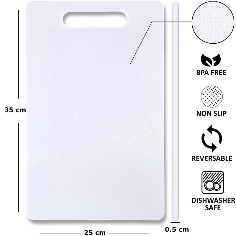 Plastic Thick Chopping/Cutting Board, Juice Grooves, Non-Porous, Handled, Non-Slip, Best