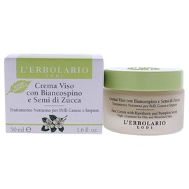 L'Erbolario Face Cream With Hawthorn And Pumpkin Seeds - Hides Blemishes And Prevents Breakouts - Moisturizes And Tones Skin - Fast Absorbing, Non-Greasy - Night Treatment For Oily Skin - 1.6 Oz