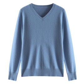 SHABADUER Women's Cashmere and Merino Wool Blend Logn Sleeve Lightweight Warm V Neck Sweater