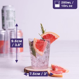 MATANA 50 Premium Clear Hard Plastic Cups, Plastic Party Cups (285ml / 10oz) - Reusable Plastic Glasses, Tumblers, Gold Cups for Drinks, Cocktail, Dessert, Wedding, Parties