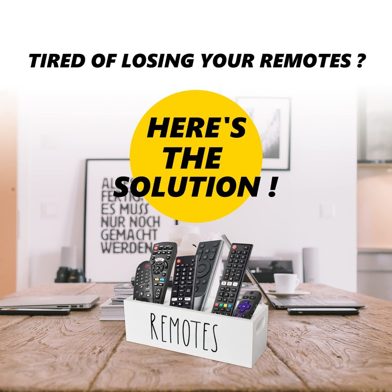 Remote Control Holder, Farmhouse Remote Storage Caddy, Bedside TV Controller