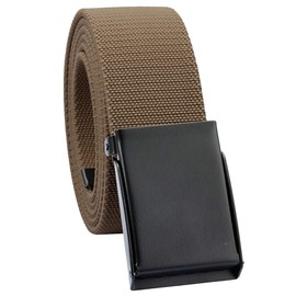 KYEYGWO Unisex Belt Adjustable Plain Stretch Elastic Web Belt with Flip Top Metal Buckle, Brown (4 cm wide)