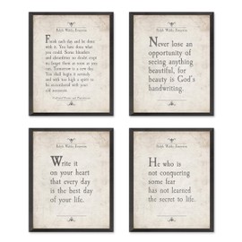 Ralph Waldo Emerson Quote Wall Art Prints, Set of 4, Unframed, Finish Each Day Vintage Literary Inspirational Motivational Sign, 8x10 Inches